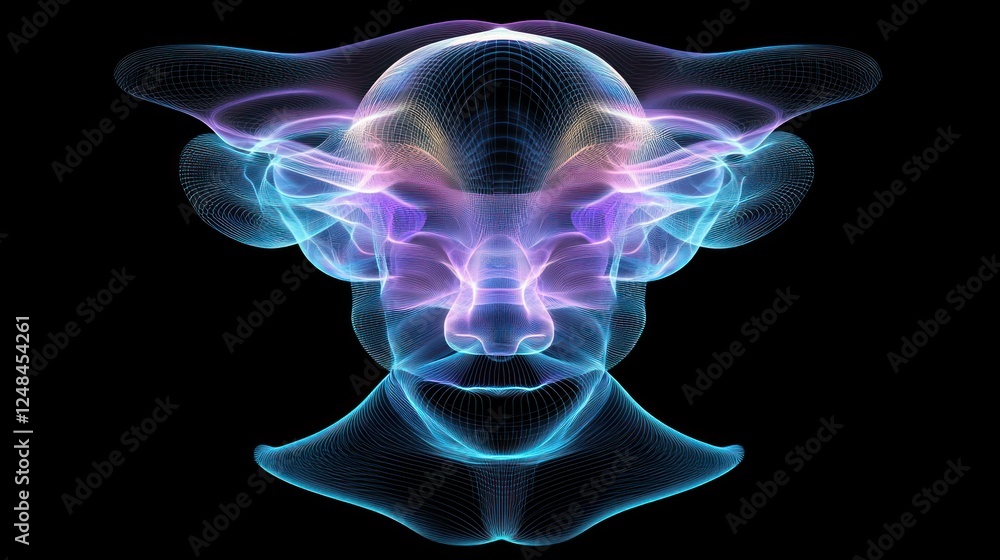 Poster abstract digital portrait of a face in light