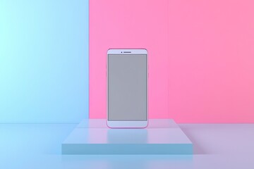 Smartphone with blank screen background. Top view with copy space. Mockup for design