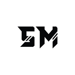 SM monogram logo design letter text name symbol monochrome logotype alphabet character simple logo