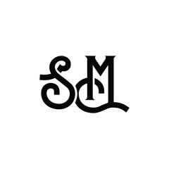 SM monogram logo design letter text name symbol monochrome logotype alphabet character simple logo