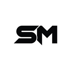 SM monogram logo design letter text name symbol monochrome logotype alphabet character simple logo
