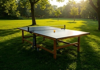 Outdoor Ping Pong Table in a park at sunrise