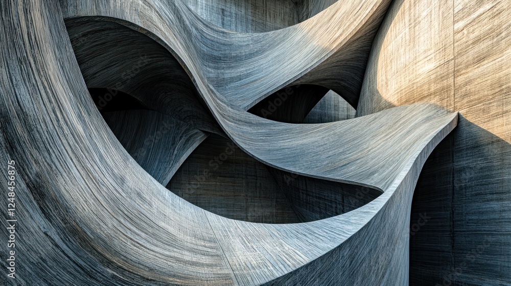 Poster abstract concrete structure with intertwined curves
