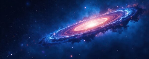 Obraz premium Dark blue space, sparkling stars, swirling gas, universe, interstellar, twinkle