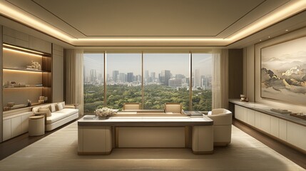 Luxury Office with Panoramic City View