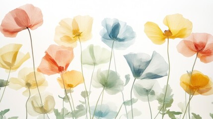 Pastel Poppies Delicate Watercolor Floral Arrangement