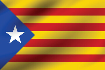 Catalonia flag official colors and proportion digital vector illustration. Pleated flag.