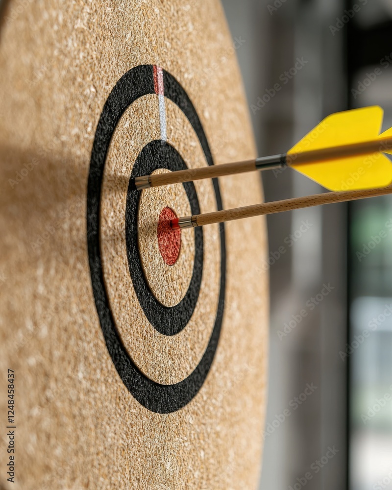 Aufkleber a close-up of a dartboard with two arrows embedded in the bullseye, showcasing precision and focus i