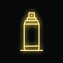 Glowing neon line spray can icon isolated on black background. Vector illustration