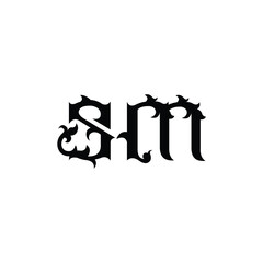 SM monogram logo design letter text name symbol monochrome logotype alphabet character simple logo