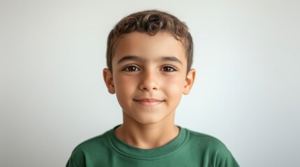 portrait of a young boy. He is facing the camera and is looking directly at the camera with a slight smile on his face