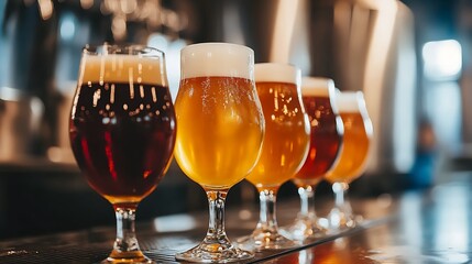 A local craft beer brewery with kegs, glasses, and a tasting room