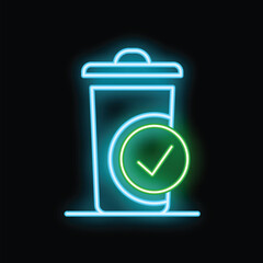 Glowing neon line trash can icon isolated on black background. Garbage bin sign. Recycle basket icon. Office trash icon