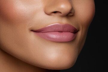 Obraz premium A woman with a pink lip is smiling