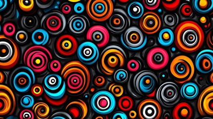 Colorful swirling circles pattern, digital art, background texture