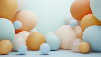 Fototapeta premium Bright Balloons in Minimalist Harmony, Evoking Joy and Simplicity