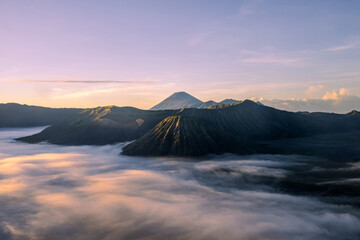 January winter, Bromo Volcano sunrise morning scenery, at Surabaya, East Java, Indonesia