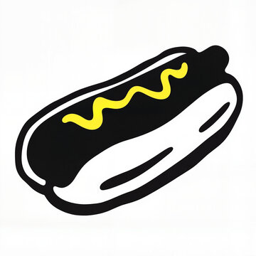 recommend clip art: Isolated hot dog silhouette with mustard on white background, food art