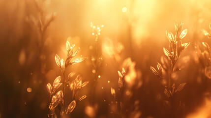 Fototapeta premium Dreamy Bokeh Background with Golden Lights