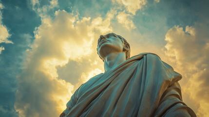 Large Sculpture Against Cloudy Sky 3d render illustration. 3D Illustration