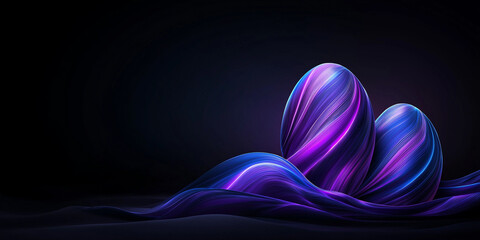 Two purple eggs are on a black background