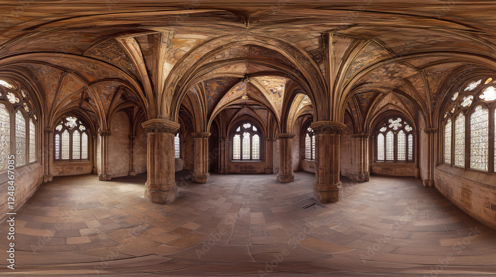 Poster abstract 3d equi rectangular 360 panorama hdr vr style modern design neo gothic architecture environ