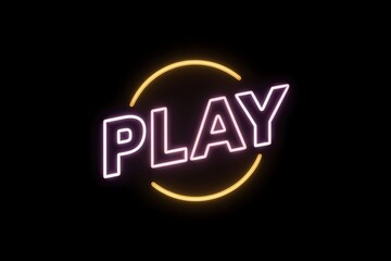 Obraz premium Animated Neon 'PLAY' Sign with Glowing Circle on Black Background