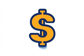 Fototapeta premium Blue and yellow outlined dollar sign with a modern aesthetic