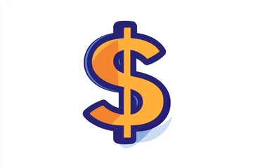 Fototapeta premium Blue and orange dollar sign with artistic details and abstract design