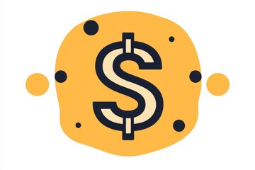 Yellow dollar sign icon with abstract orange decorative shapes