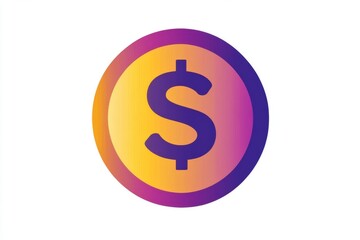 Fototapeta premium Purple and yellow gradient dollar sign with sleek design