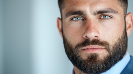 Obraz premium Confident and Elegant Business Portrait of a Professional Male Executive in a Suit and Tie The image depicts a mature sophisticated and authoritative looking man with a serious expression