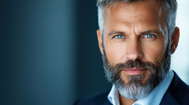 Confident and Composed Business Executive Portrayal with Mature Presence and Radiating Professionalism for Corporate Headshot or Leadership Concept