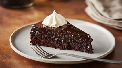delicious chocolate fudge cake with whipped cream