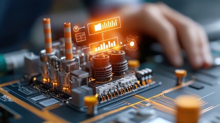 Digitized Power Plant Monitoring and Control System for Fossil Fuel Energy Production  Advanced industrial automation and analytics interface displaying real time data metrics
