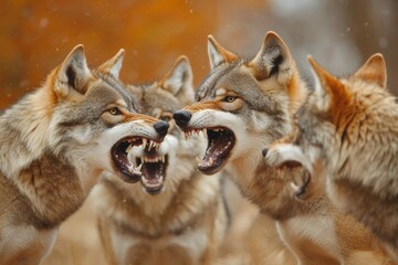 Fierce wolves engaging in intense confrontation