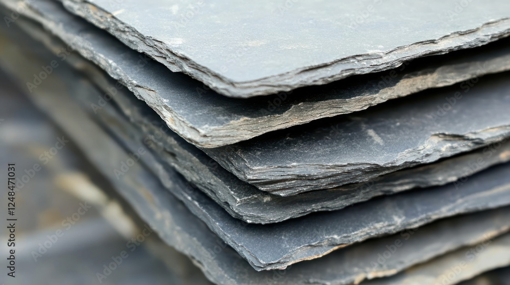 Poster Stacked slate stone showing texture and layers