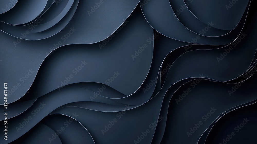 Poster abstract dark blue layered wave pattern design