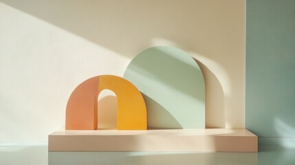 Pastel Arch Shapes on Minimalist Platform