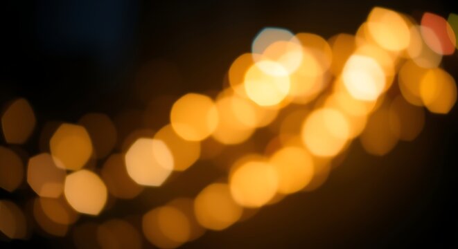 Generative AI Golden Bokeh Lights Abstract Night Design bokeh lights golden blurred background dark night hexagonal out of focus warm festive dreamy abstract atmosphere illumination