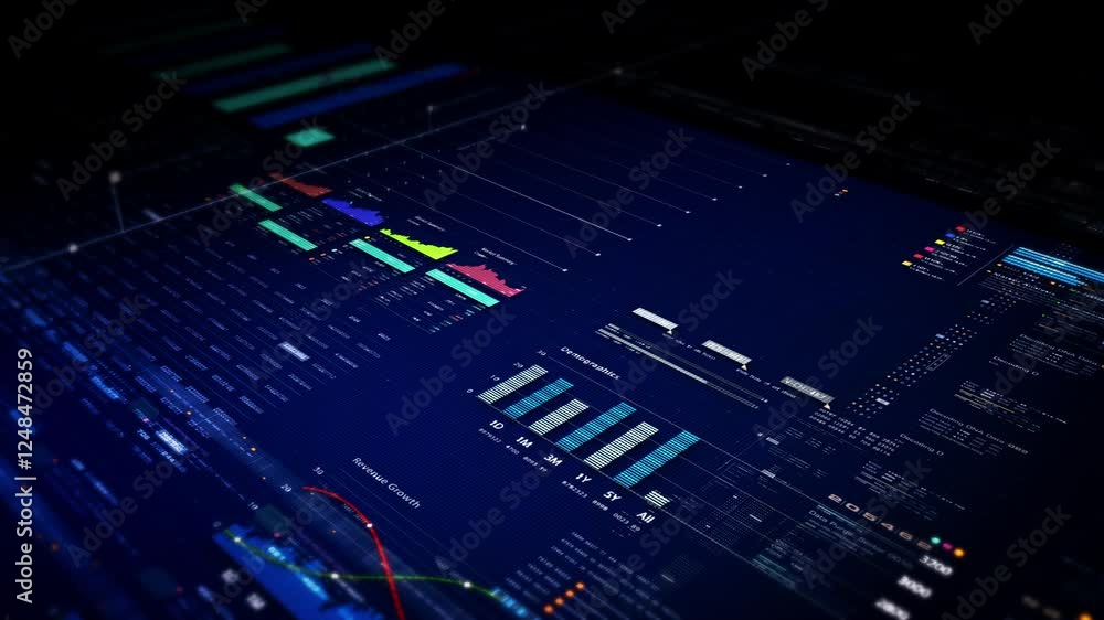 Poster dynamic data visuals for business info graphics, animated charts, and data-driven insights for a bus