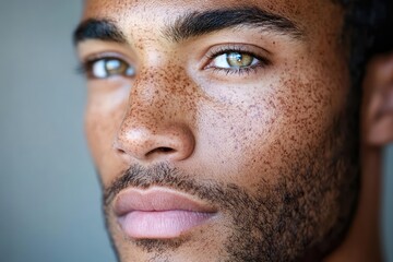  Dark brown pigmentation on a man’s upper lip and cheeks highlights a rare case of melasma in men, showing that the condition affects both genders.