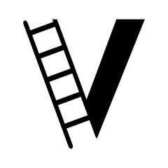 Ladder Logo combine with letter V vector template