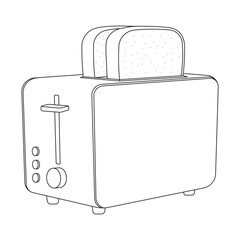 Hand drawn kids drawing vector illustration toaster with bread cartoon isolated