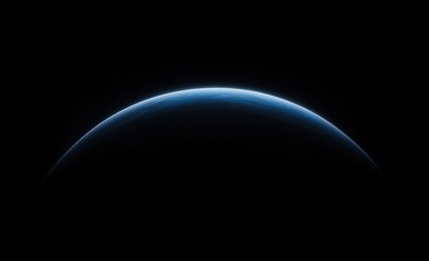 Earth's curve viewed from space, dark background.