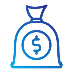 Sack of money finance Line Gradient Icon