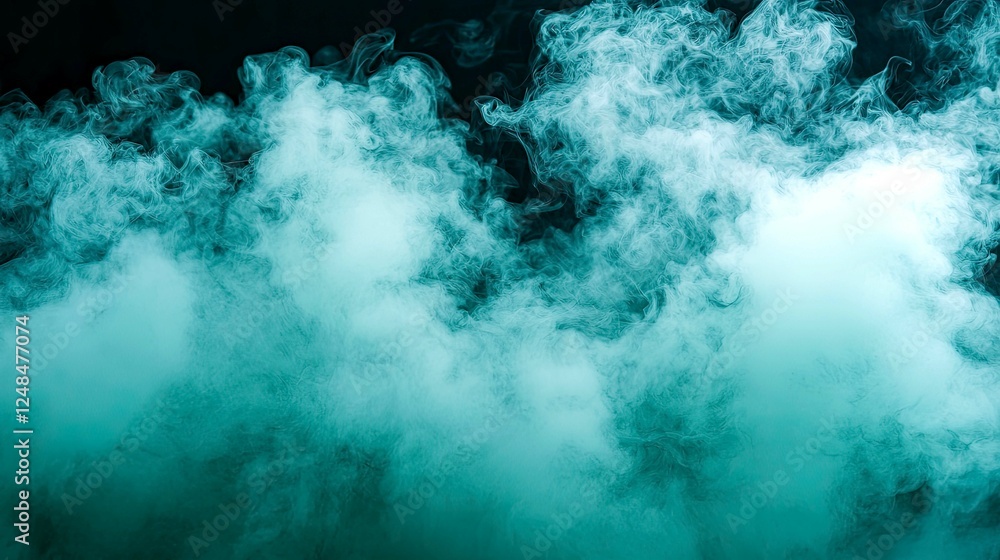 Poster abstract teal smoke and fog: enigmatic texture background image for design and art projects