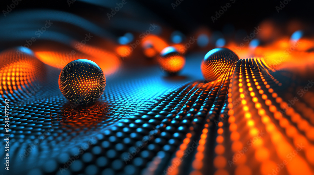 Poster orange balls abstract background modern design 3d rendering illustration with copy space to add your