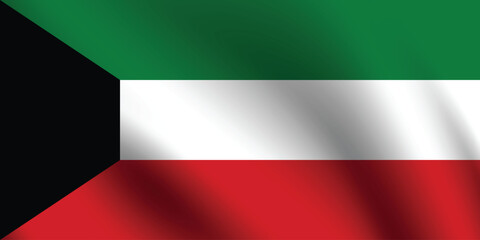 Kuwait flag official colors and proportion digital vector illustration. Pleated flag.