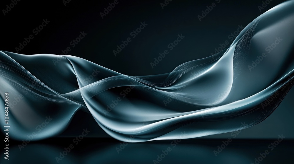 Aufkleber abstract teal wave forms dark background design